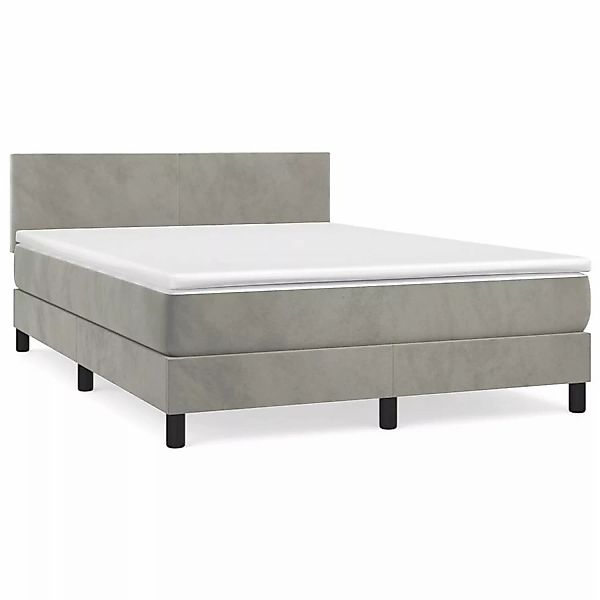 vidaXL Boxspringbett mit Matratze Hellgrau 140x190 cm Samt1367288 günstig online kaufen