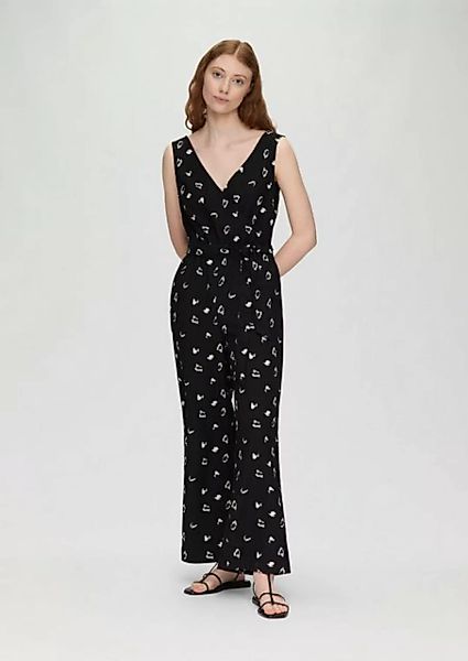 QS Overall Ärmelloser Jumpsuit mit Eingrifftaschen und Bindeband Gummizug günstig online kaufen