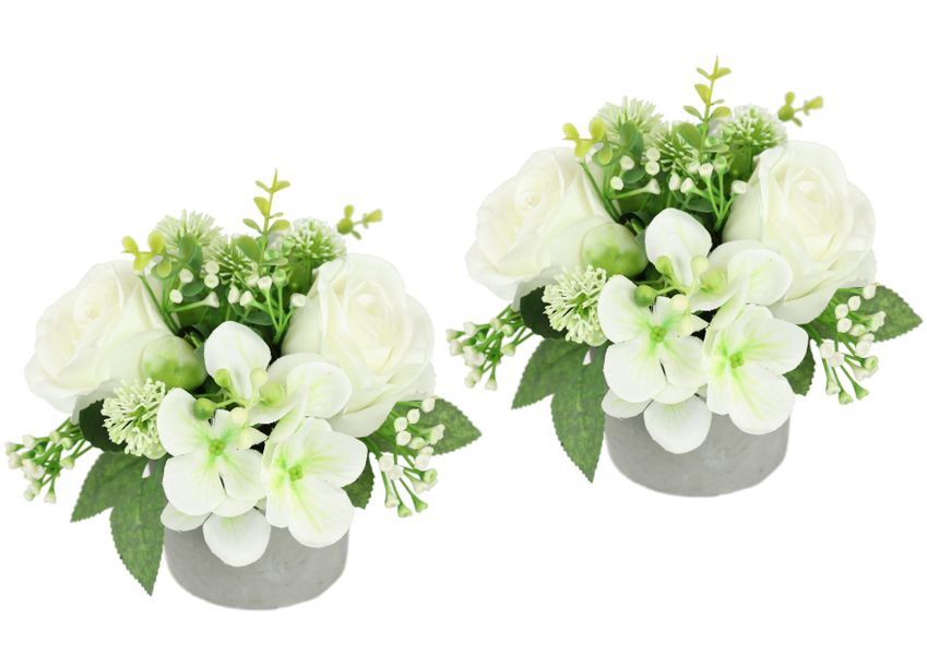 I.GE.A. Kunstblume "Blumengesteck im Topf 2er Set" Rosen Hortensie Hochzeit günstig online kaufen