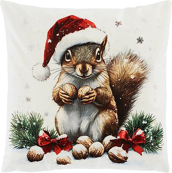 REDBEST Kissenbezug Kissenhülle "Eichhörnchen", Nicky-Velours Motiv günstig online kaufen