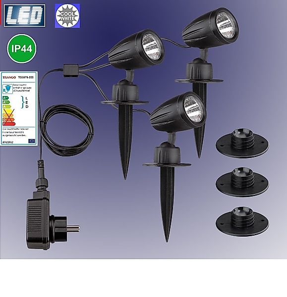 TRANGO LED Gartenstrahler, 3-flammig 3076-356 IP44 günstig online kaufen