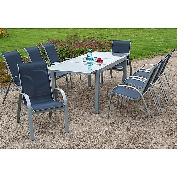 Gartenmöbel Set 9-teilig, Gartentisch 180cm bis 240cm 8x Stühle marine TOLE günstig online kaufen