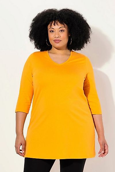 Ulla Popken Longshirt Longshirt A-Linie V-Ausschnitt 3/4-Arm günstig online kaufen