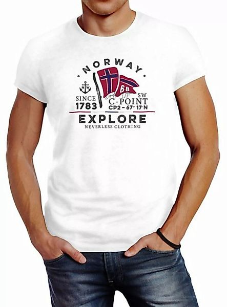 Neverless Print-Shirt Herren T-Shirt Norway Explore norwegische Flagge Norw günstig online kaufen