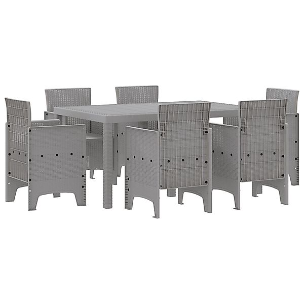 vidaXL 7-Teilige Garten Essgruppe Hellgrau Poly Rattan 3378567 günstig online kaufen