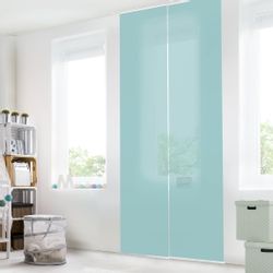 Bilderdepot24 Schiebegardine modern Flächenvorhang blickdicht Pastelltürkis günstig online kaufen