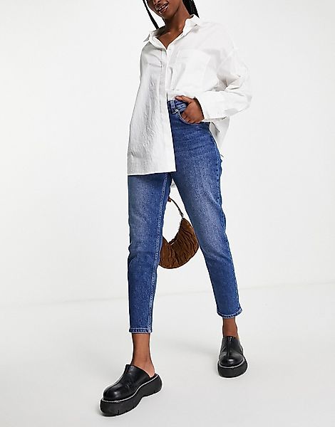 NA-KD – Mom-Jeans in Mittelblau aus Bio-Baumwolle günstig online kaufen