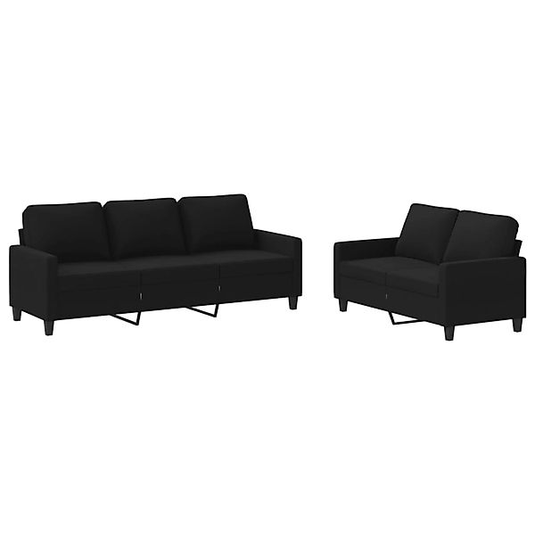vidaXL 2-Tlg Sofagarnitur mit Kissen Schwarz Stoff 3201464 günstig online kaufen