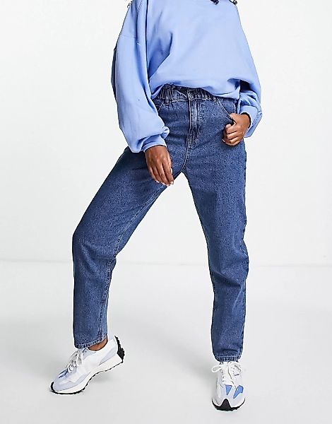 Object – Jeans aus Bio-Baumwolle mit hohem Bund und geradem Bein-Blau günstig online kaufen