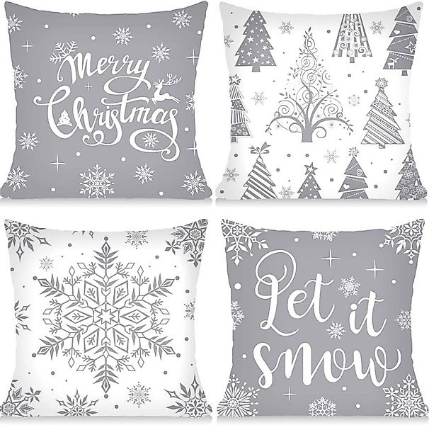 trends for living Kissenbezüge Kissenbezug Weihnachten 40x40 cm 4er Set Wei günstig online kaufen