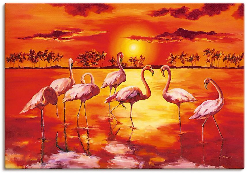 Artland Leinwandbild "Flamingos", Vögel, (1 St.), auf Keilrahmen gespannt günstig online kaufen