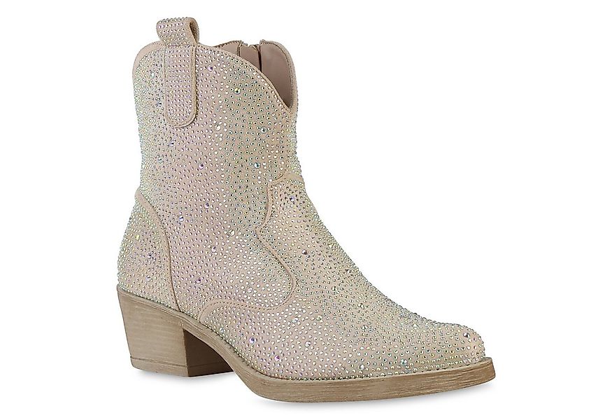 VAN HILL 840903 Cowboy Boots Damen Cowboy Boots Stiefeletten Spitze Strass günstig online kaufen