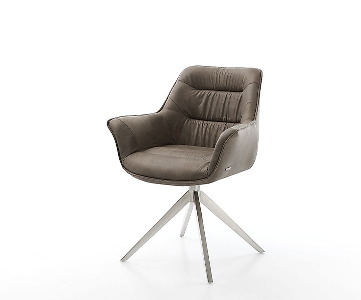 Esszimmerstuhl Kaira-Flex Mikrofaser Taupe Vintage Kreuzgestell breit Edels günstig online kaufen