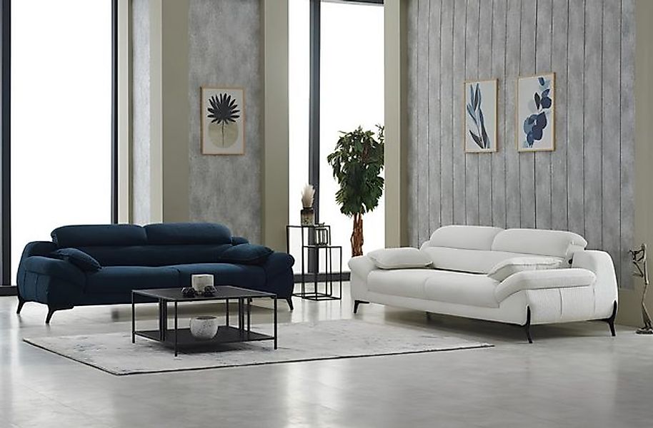 JVmoebel Sofa Komplette Couchgarnitur Polstersofa Dreisitzer Stoffsofa Blau günstig online kaufen