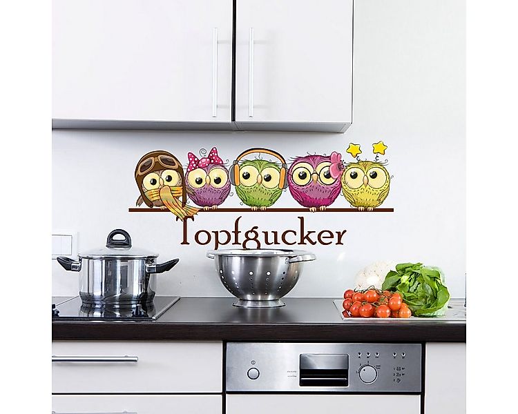 Sunnywall Wandtattoo niedliche Topfgucker Eulen Wandaufkleber für die Küche günstig online kaufen