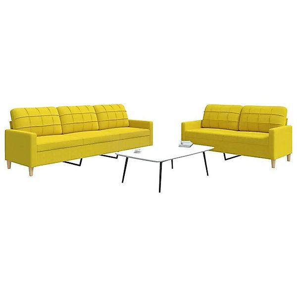vidaXL Sofa, 2-tlg. Sofagarnitur Hellgelb Stoff günstig online kaufen