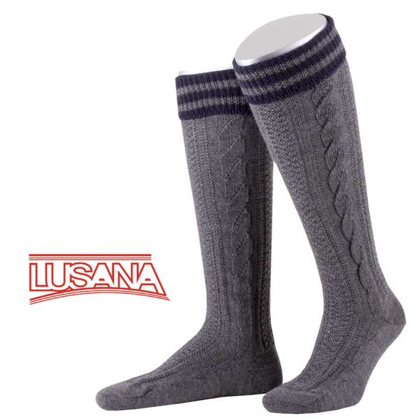 Lusana Trachten Kniestrümpfe Farbe blau/grau Größe: 42-43 günstig online kaufen