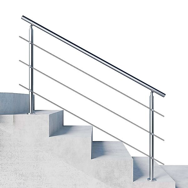 Duschparadies Edelstahl Geländer 180 cm mit 3 Querstäben für Innen und Auße günstig online kaufen