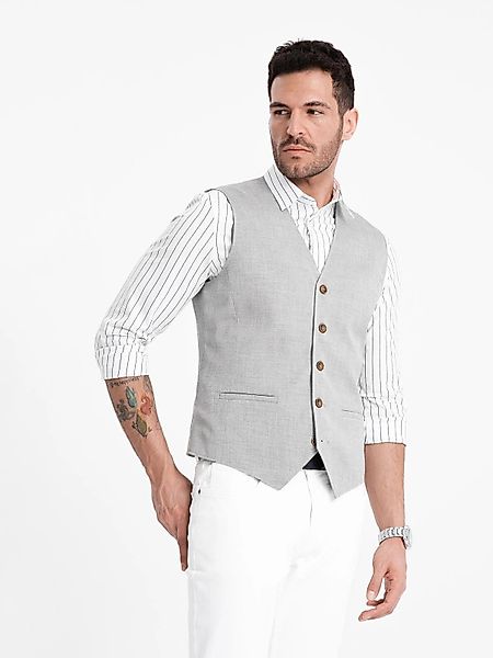 OMBRE Anzugweste Herren-Jacquard-Anzugweste ohne Revers günstig online kaufen