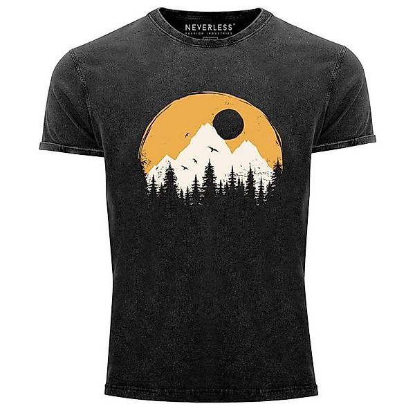 Neverless Print-Shirt Herren Vintage Shirt Print Natural Badge Logo Wandern günstig online kaufen