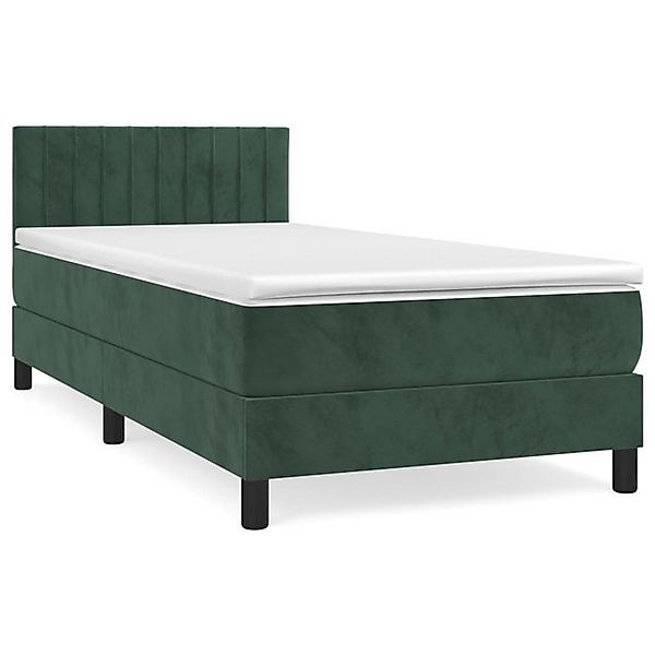 vidaXL Boxspringbett, Boxbett mit Matratze Dunkelgrün 90x200 cm Samt günstig online kaufen
