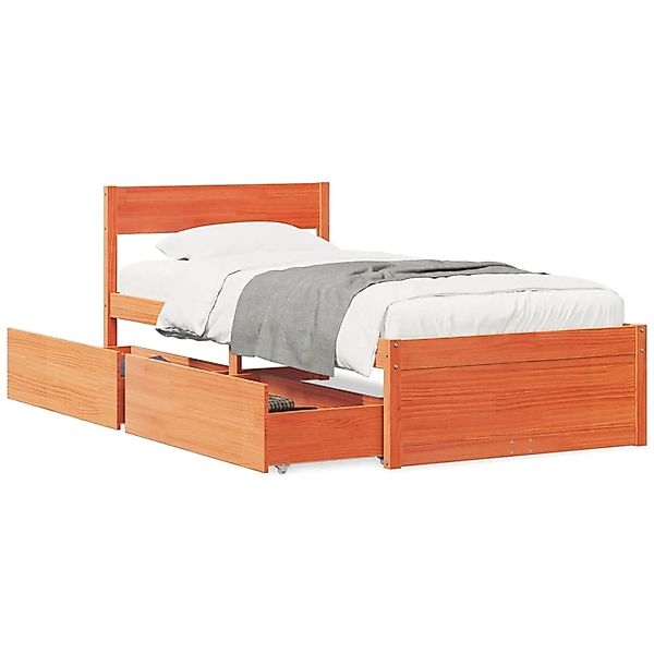 vidaXL Massivholzbett ohne Matratze Wachsbraun 100x200 Kiefernholz 846791 günstig online kaufen