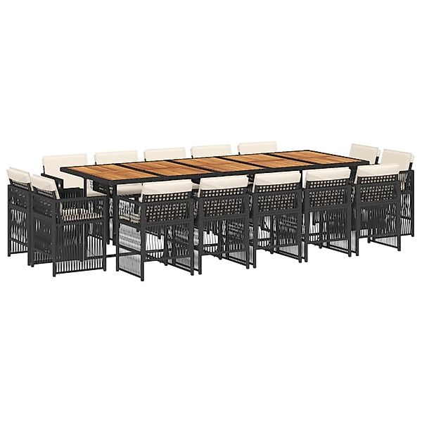 vidaXL 15-Tlg Garten-Essgruppe mit Kissen Schwarz Poly Rattan 3211059 günstig online kaufen