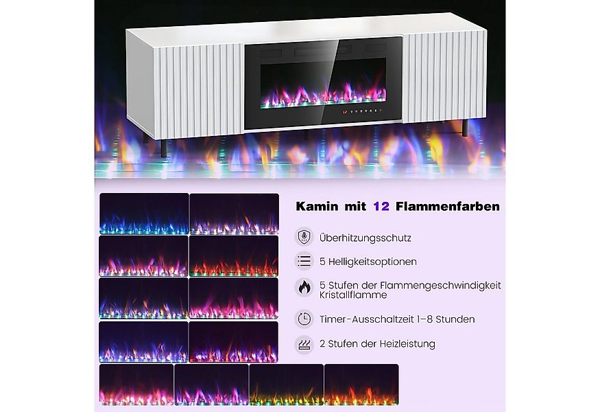 oyajia Elektrokamin Elektrischer Kamin mit TV Schrank, Heizung, 3D-Flammene günstig online kaufen