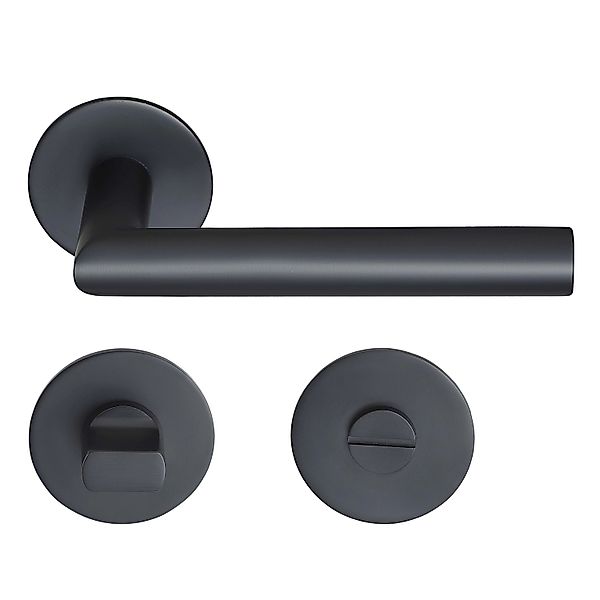 MeinTürgriff Drückergarnitur Toulouse Flachrosette Schwarz Matt Türdrücker günstig online kaufen