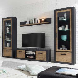 Anbauwand in Kastanienfarben und Schwarz Loft Design (vierteilig) günstig online kaufen