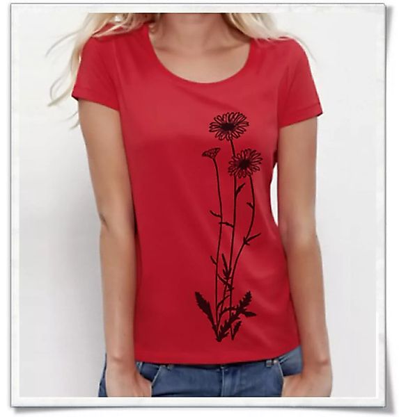 Blumen T-shirt In Rot Für Frauen günstig online kaufen