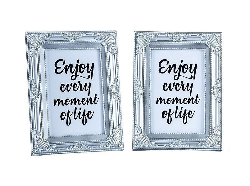 Levandeo® Bilderrahmen, 2er Set Bilderrahmen 10x15 Silber Barock Fotorahmen günstig online kaufen
