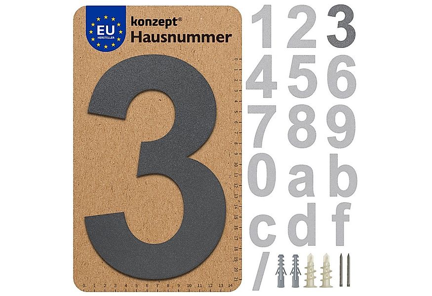KONZEPT Hausnummer in Schwarz/Graphite, Briefkastennummer von 0 bis 9, (aus günstig online kaufen