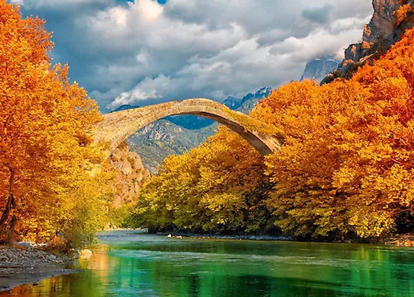 Papermoon Fototapete »Konitsa Bridge Aoos River« glatt günstig online kaufen
