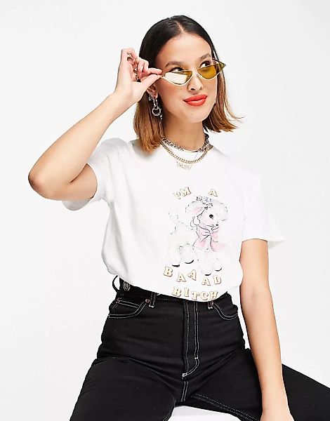 New Girl Order – Oversized-T-Shirt mit Lamm-Grafik-Weiß günstig online kaufen