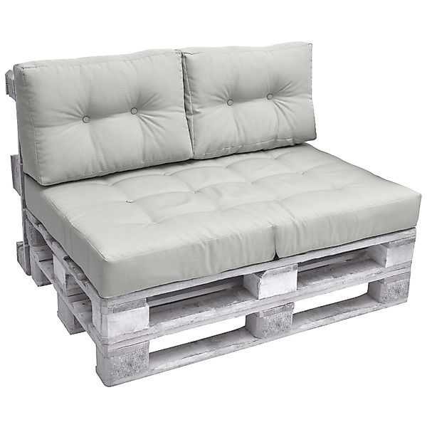 Beautissu ECO Elements Palettenkissen Sitz + Rücken Hellgrau 2tlg günstig online kaufen