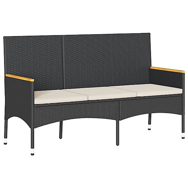 furnicato Gartenbank 3-Sitzer mit Kissen Schwarz günstig online kaufen