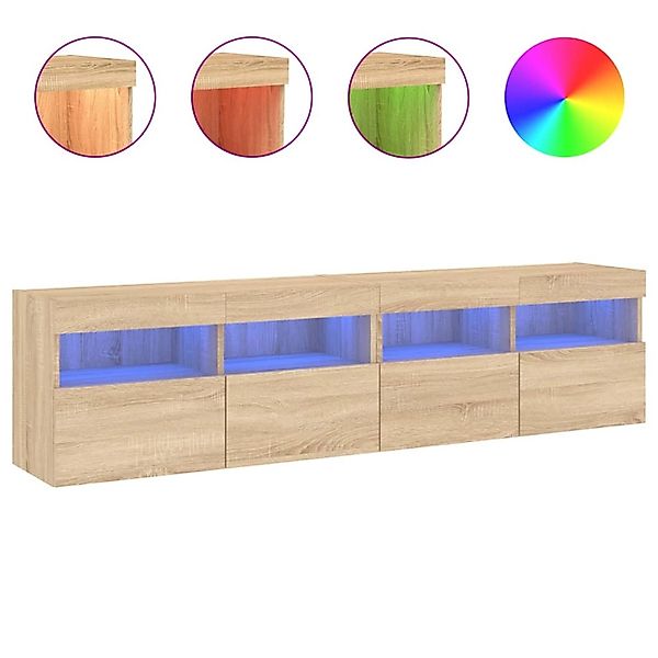 vidaXL TV-WandSchränke mit LED-Leuchten 2 Stk. Sonoma-Eiche 80x30x40cm günstig online kaufen
