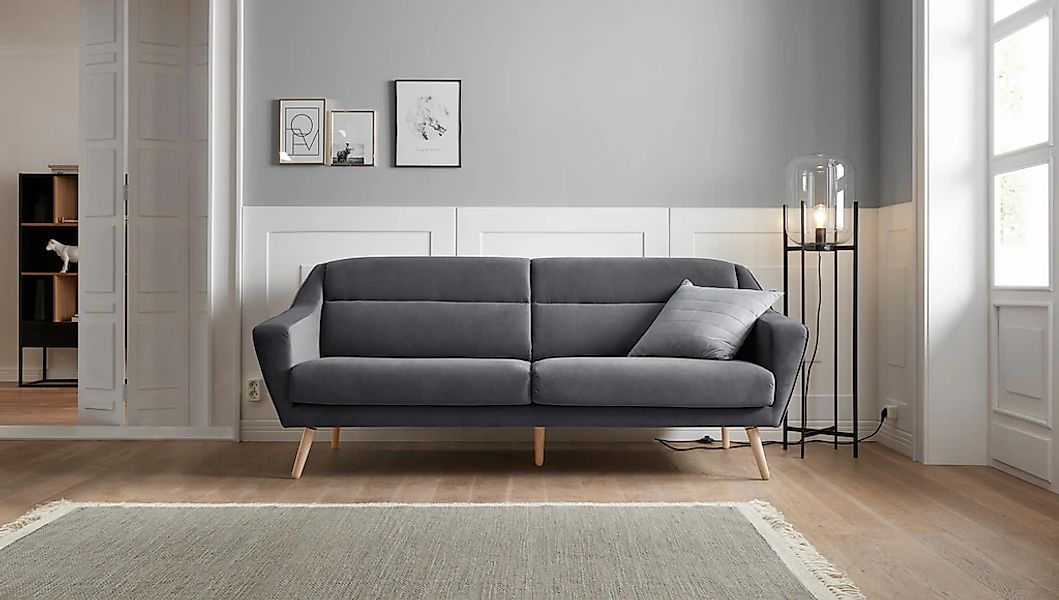 OTTO home 3-Sitzer "Bille" mit Naht im Rückenkissen und Eiche-Beinen, Desig günstig online kaufen