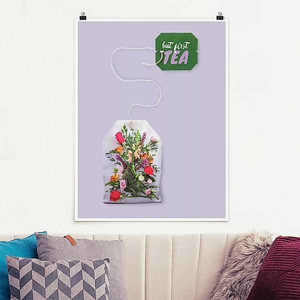Poster Küche - Hochformat Blumentee günstig online kaufen