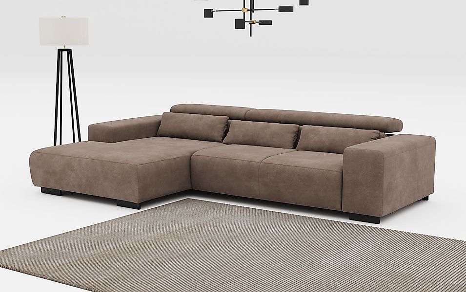 COTTA Ecksofa "Side L-Form, mit Kopfteilverstellung & 3 Nierenkissen" optio günstig online kaufen