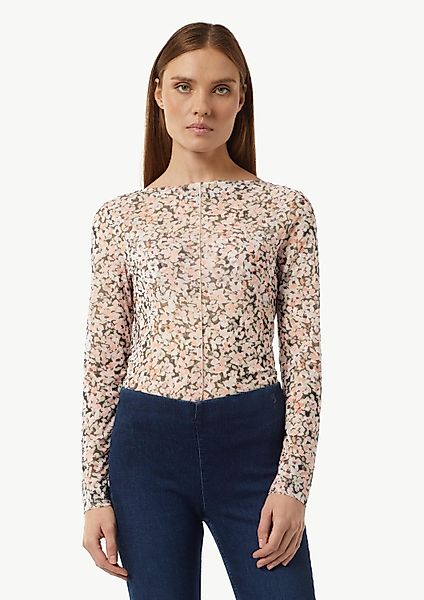 comma Langarmshirt T-Shirt Mesh-Langarmshirt mit floraler günstig online kaufen
