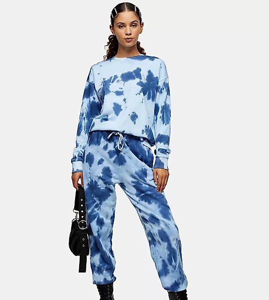 Topshop Tall – Sweatshirt mit blauem Batikmuster günstig online kaufen