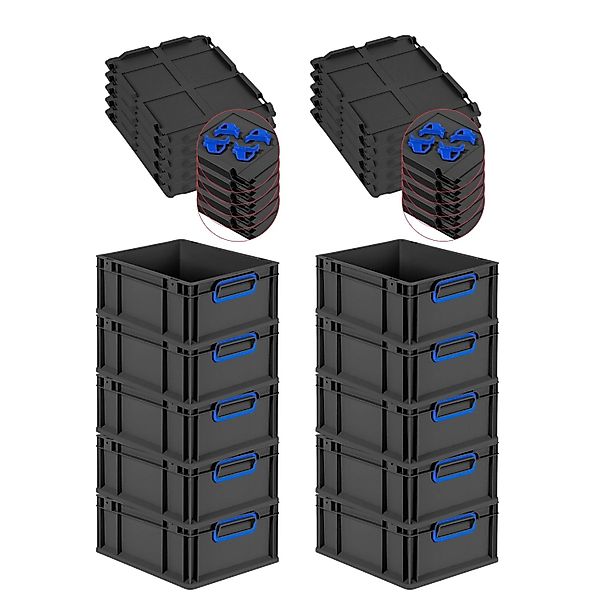 PROREGAL SuperSparSet 10x Eurobox Nextgen Color Mit Auflagedeckel HxBxT 17x günstig online kaufen