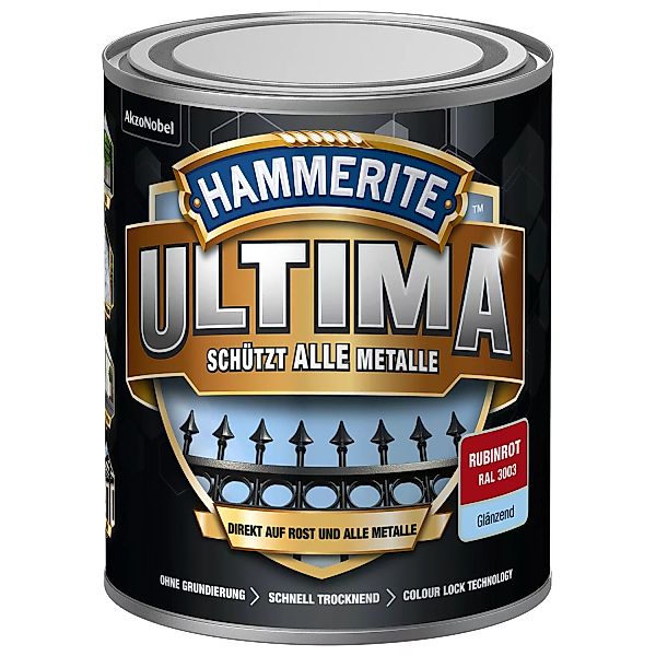 Hammerite Ultima Premium Metall-Schutzlack glänzend Rubinrot 750 ml günstig online kaufen