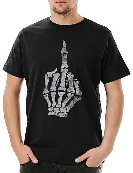 Urban Backwoods Print-Shirt Skeleton Middle Finger Herren T-Shirt kelett Kn günstig online kaufen