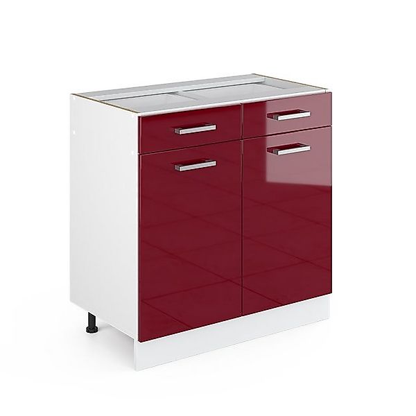 Vicco Küchenunterschrank R-Line Bordeaux Hochglanz/Weiß 80 cm ohne Arbeitsp günstig online kaufen