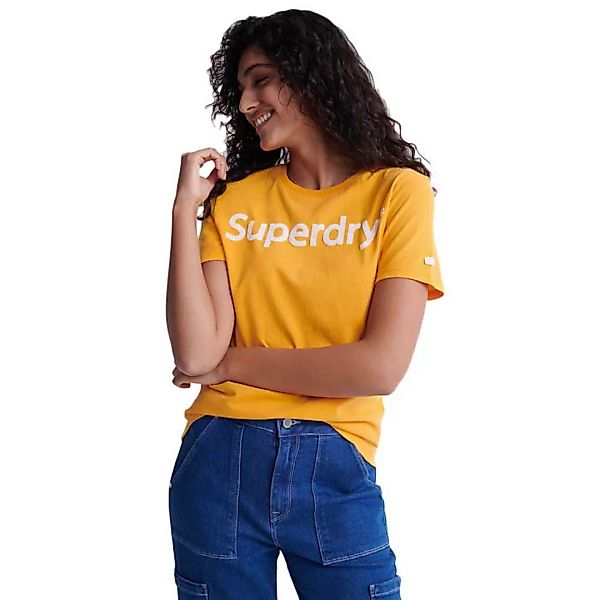 Superdry Regular Flock Kurzarm T-shirt XS Sporty Ochre günstig online kaufen