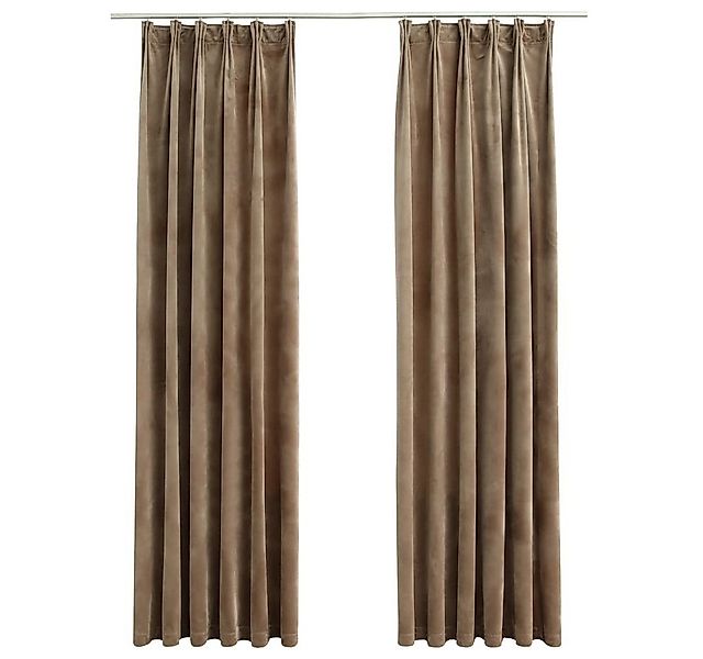 furnicato Vorhang Verdunkelungsvorhänge mit Haken 2 Stk. Samt Beige 140x175 günstig online kaufen