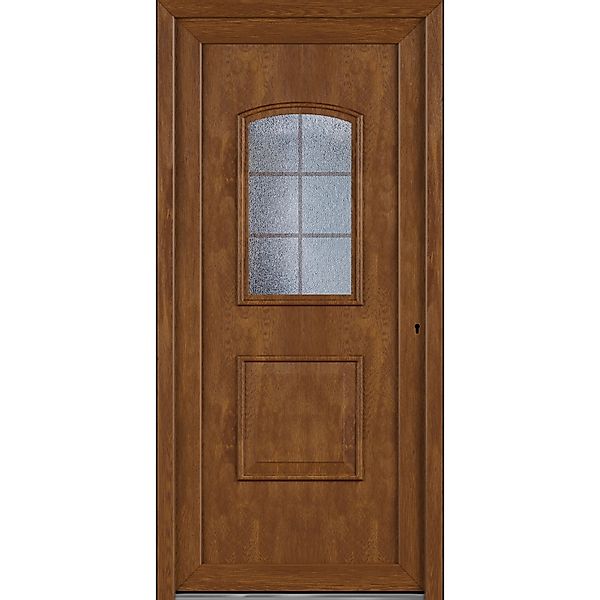 Roro Haustür OKE 1101 Kunststoff Weiß-Golden Oak 100 cm x 200 cm DIN R günstig online kaufen